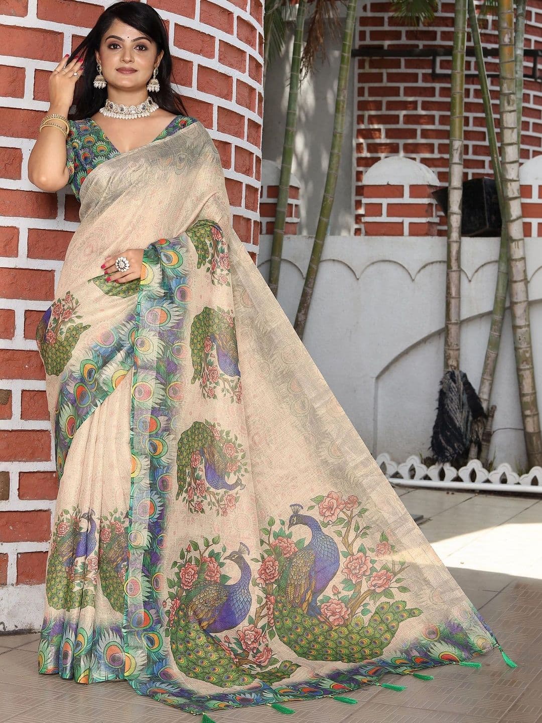 KALINI Floral Zari Fusion Saree - view 1