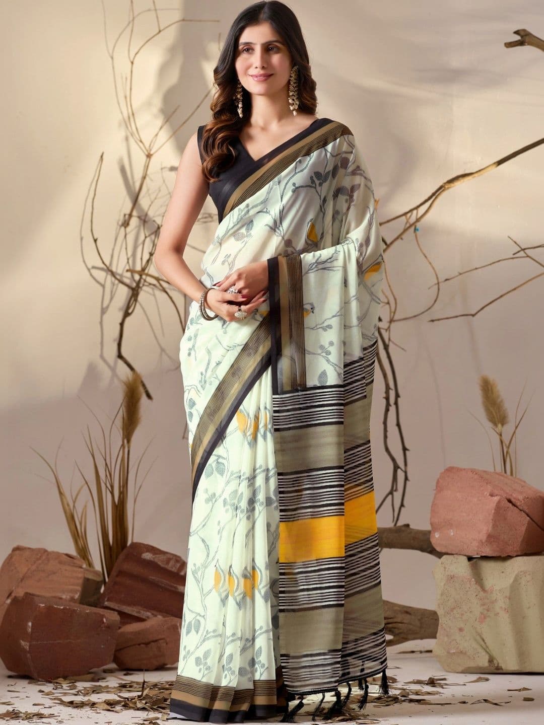 Mitera Floral Poly Georgette Designer Saree - view 1
