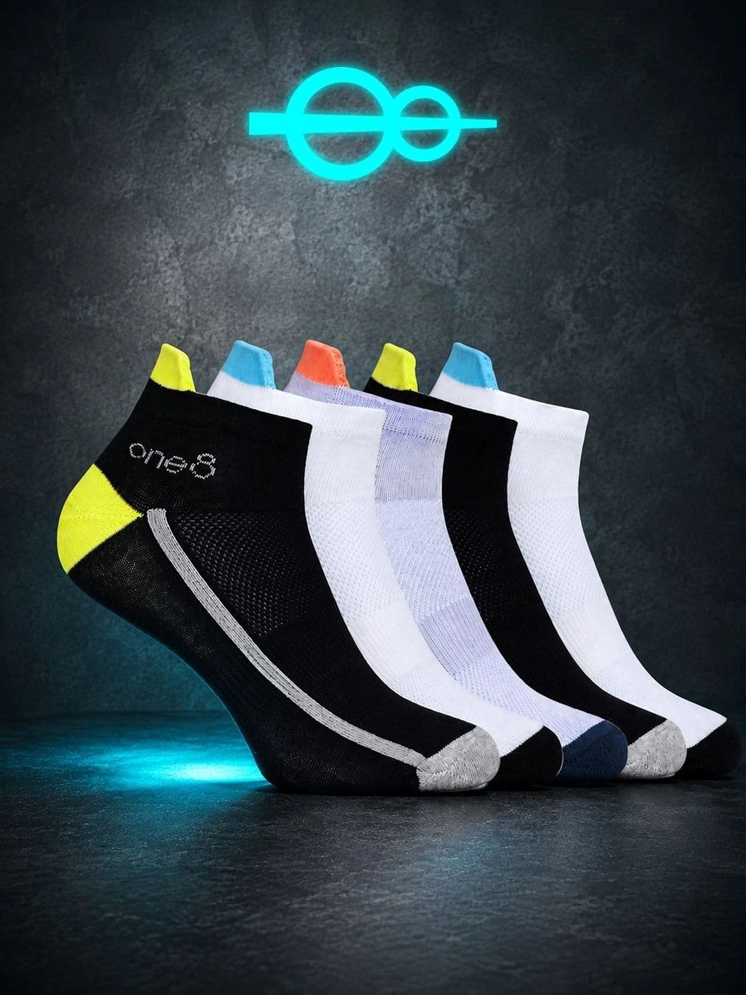 One8 Men Pack of 5 Low Ankle Cotton Socks HEIQ Anti-Odour Breathable Flat Knit - view 1