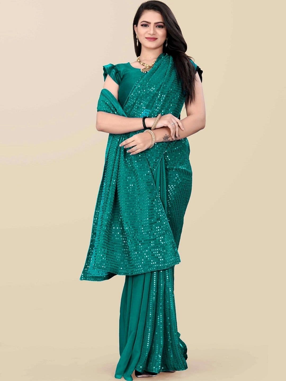 SZN Embellished Sequinned Poly Georgette Designer Saree - view 1