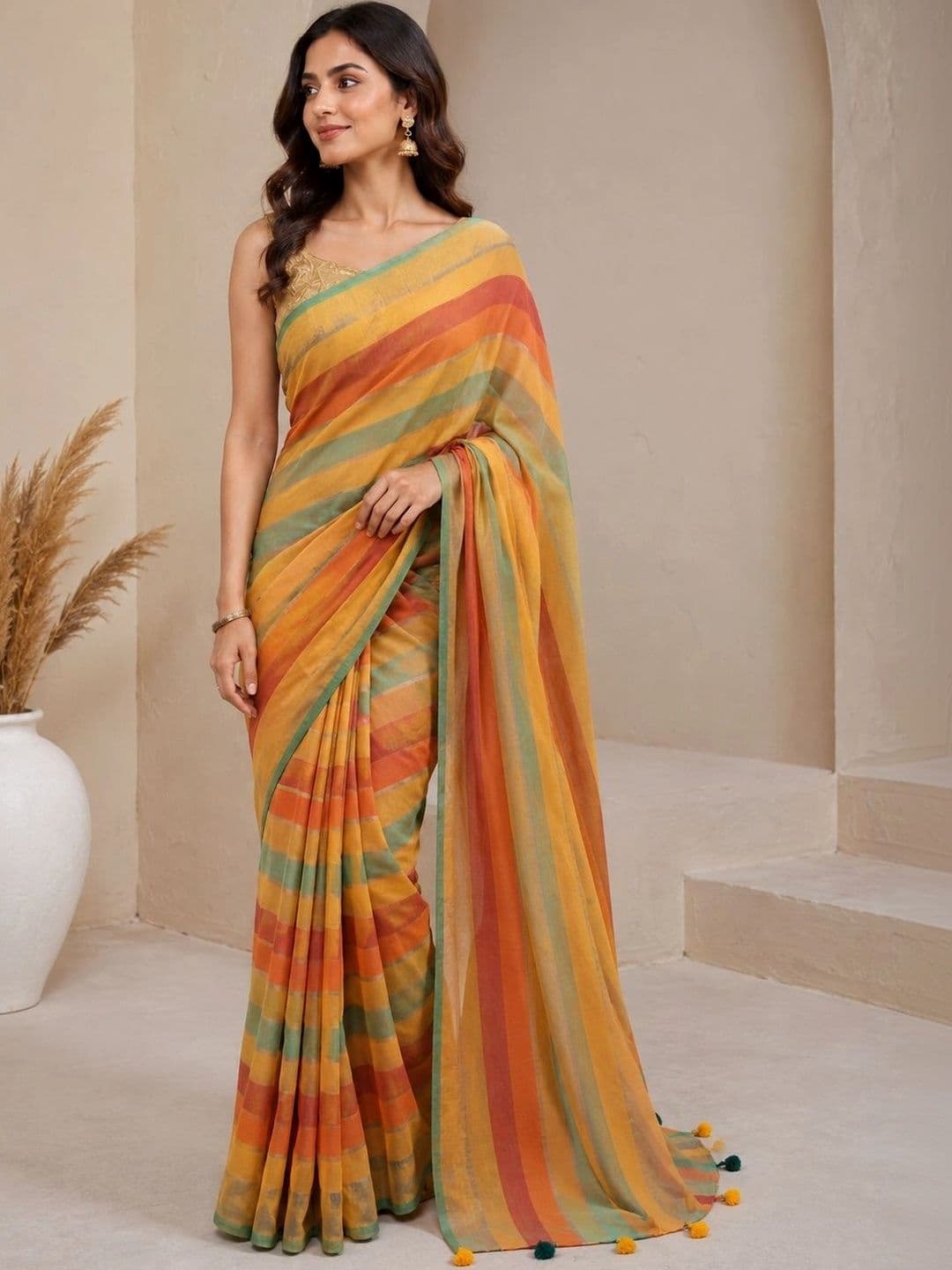 DEVI FASHIONS LLP Striped Saree - view 1