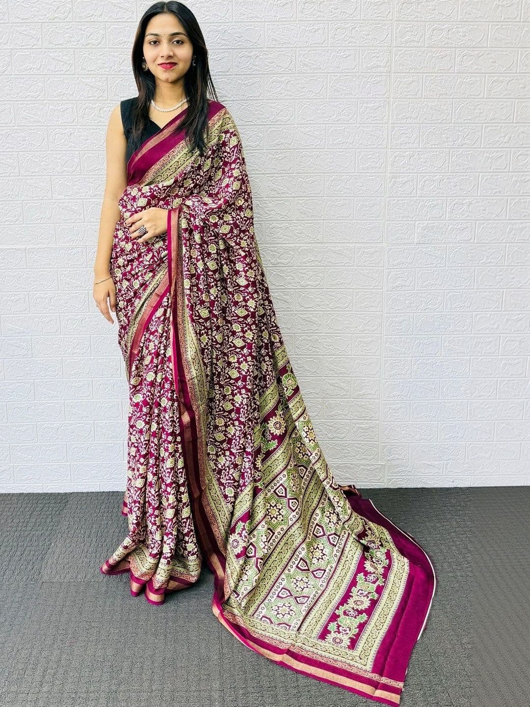 KOMAL NX Paisley Mirror Work Pure Cotton Designer Saree - view 1
