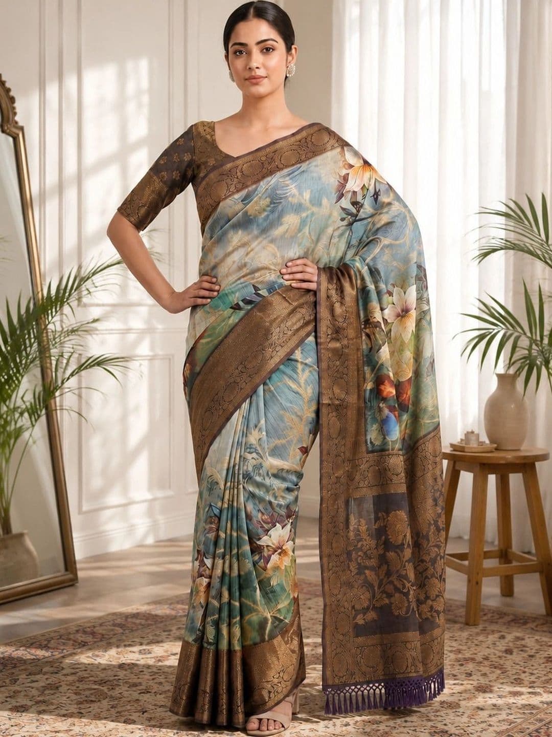 JISHNAM Floral Saree - view 1
