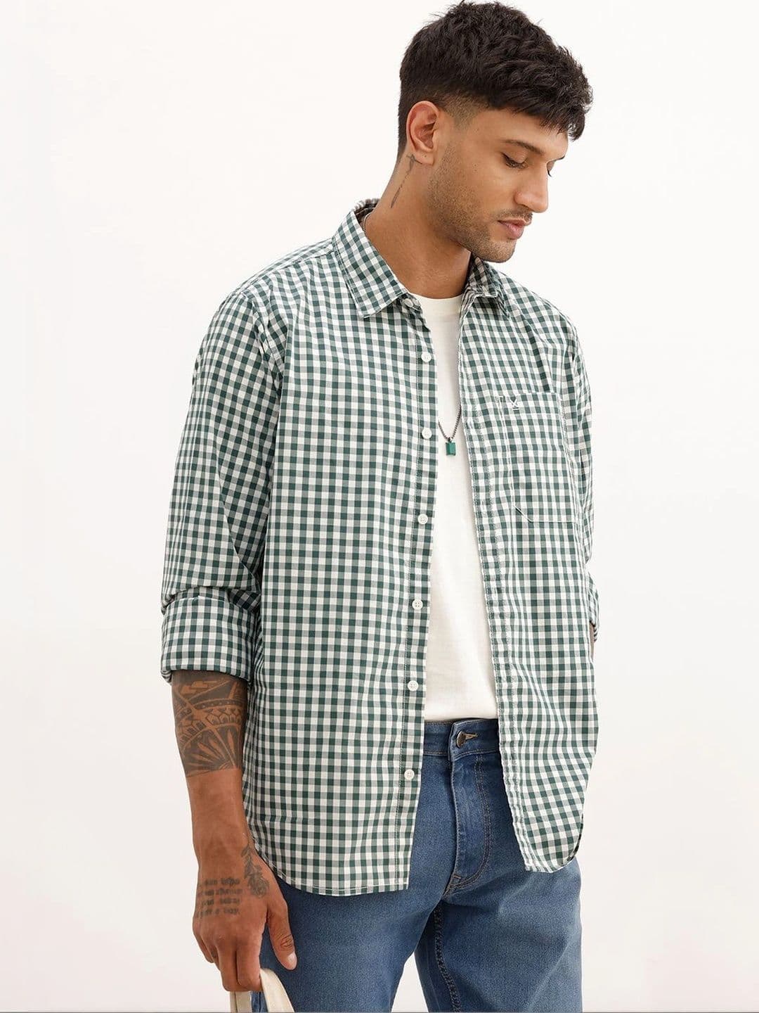 WROGN Men Gingham Checks Checked Casual Shirt - view 1