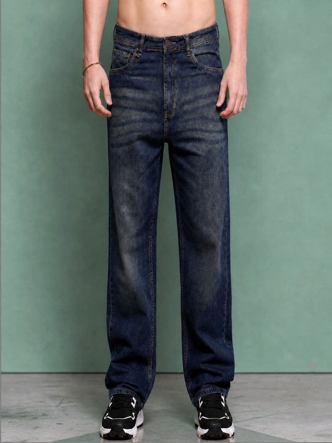 Roadster Men Jean Straight Fit Mid-Rise Low Distress Coated Stretchable Jeans - view 1