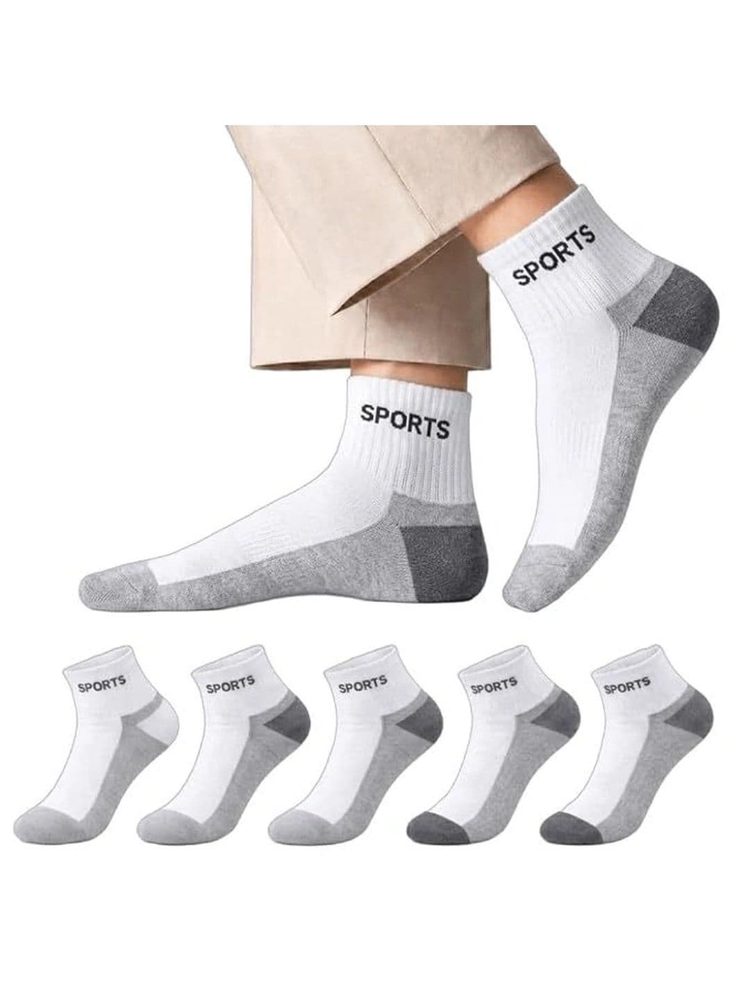 SOSHRE Men Pack of 3 Cotton Colourblocked Ankle Length Socks - view 1