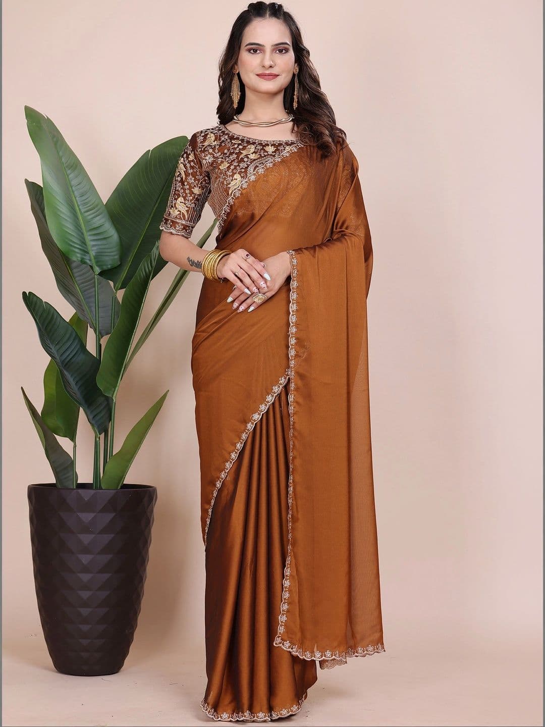 all about you Embroidered Poly Georgette Designer Saree - view 1