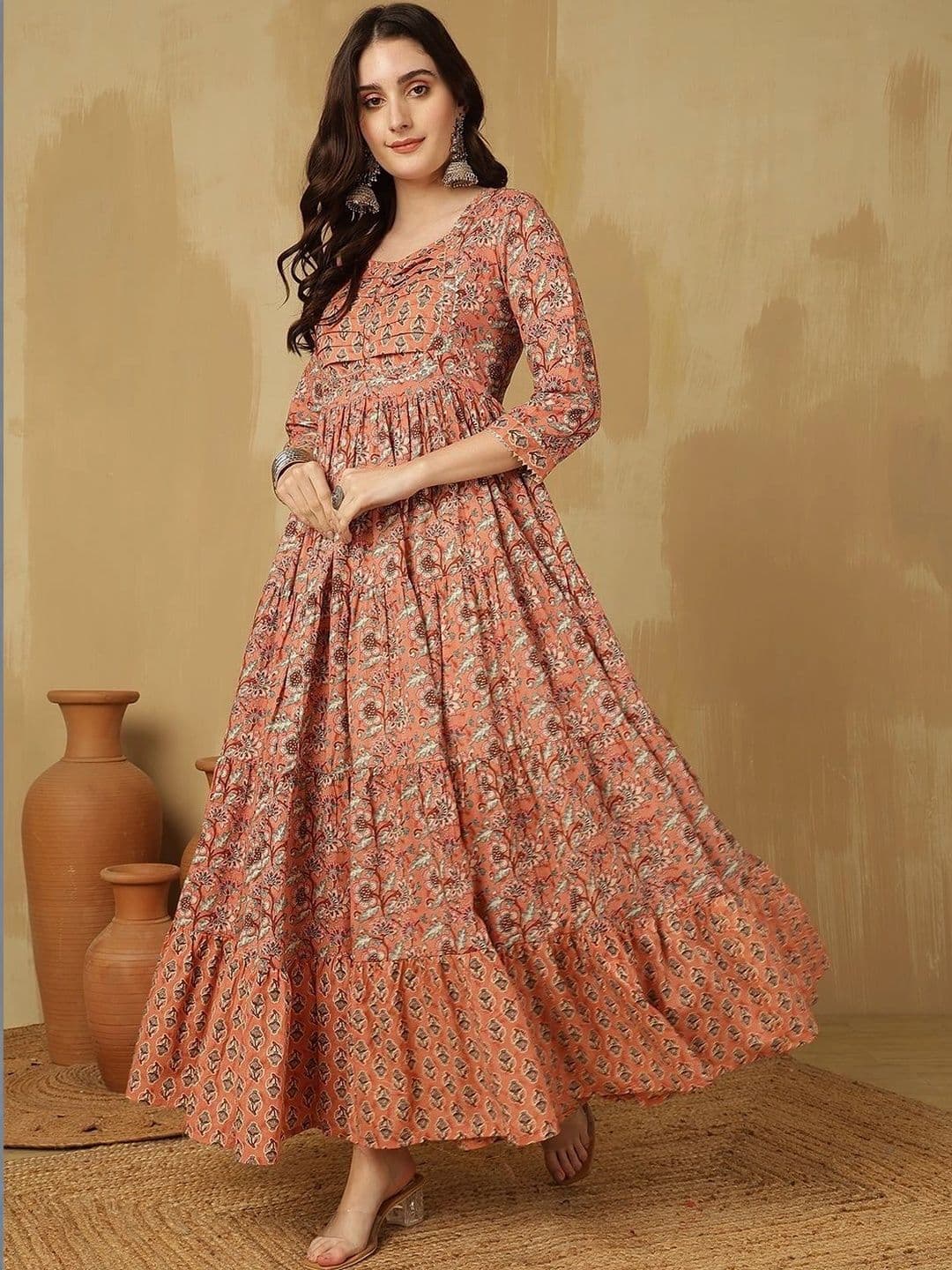 KALINI Women Floral Printed Indie Florals Anarkali Kurta - view 1