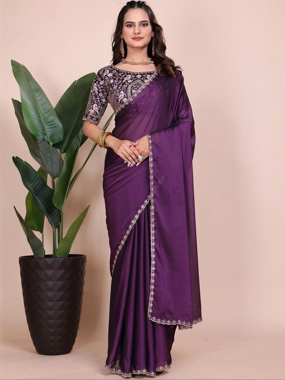 all about you Embroidered Poly Georgette Designer Saree - view 1