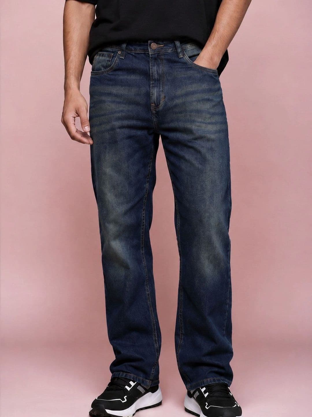 Roadster Men Jean Straight Fit Mid-Rise Low Distress Stretchable Jeans - view 1