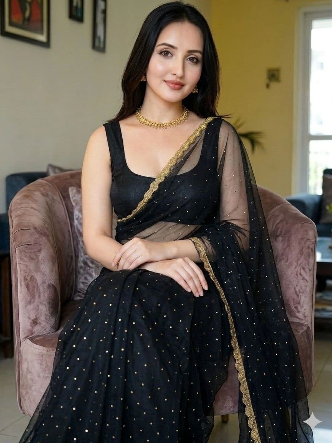 Akshmi Creation Supernet Saree - view 1