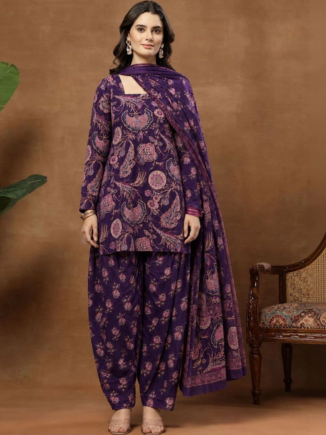 Sangria Women Floral Printed Regular Kurta with Patiala & With Dupatta - view 1
