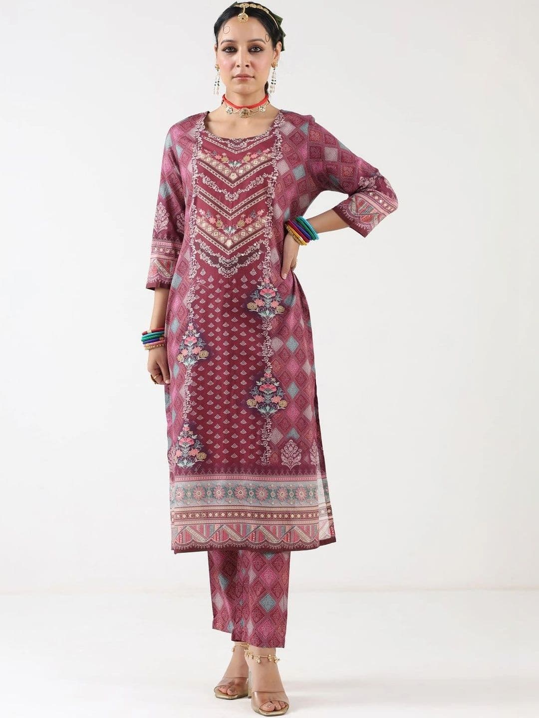 SOURAGYA Women Printed Regular Pure Cotton Kurta with Trousers & With Dupatta - view 1