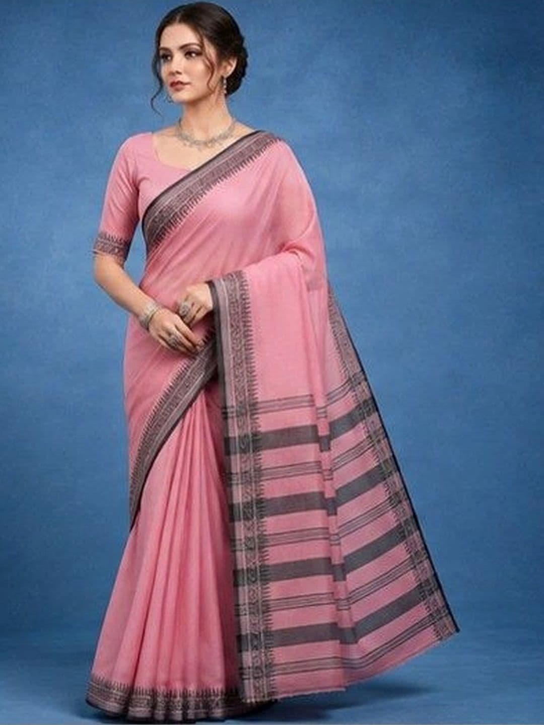 Rovika Striped Pure Cotton Khadi Saree - view 1