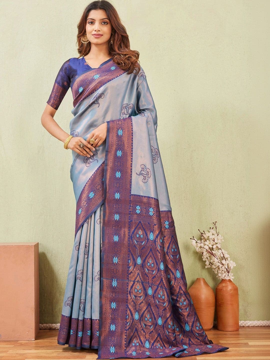 HERE&NOW Woven Design Zari Art Silk Fusion Banarasi Saree - view 1