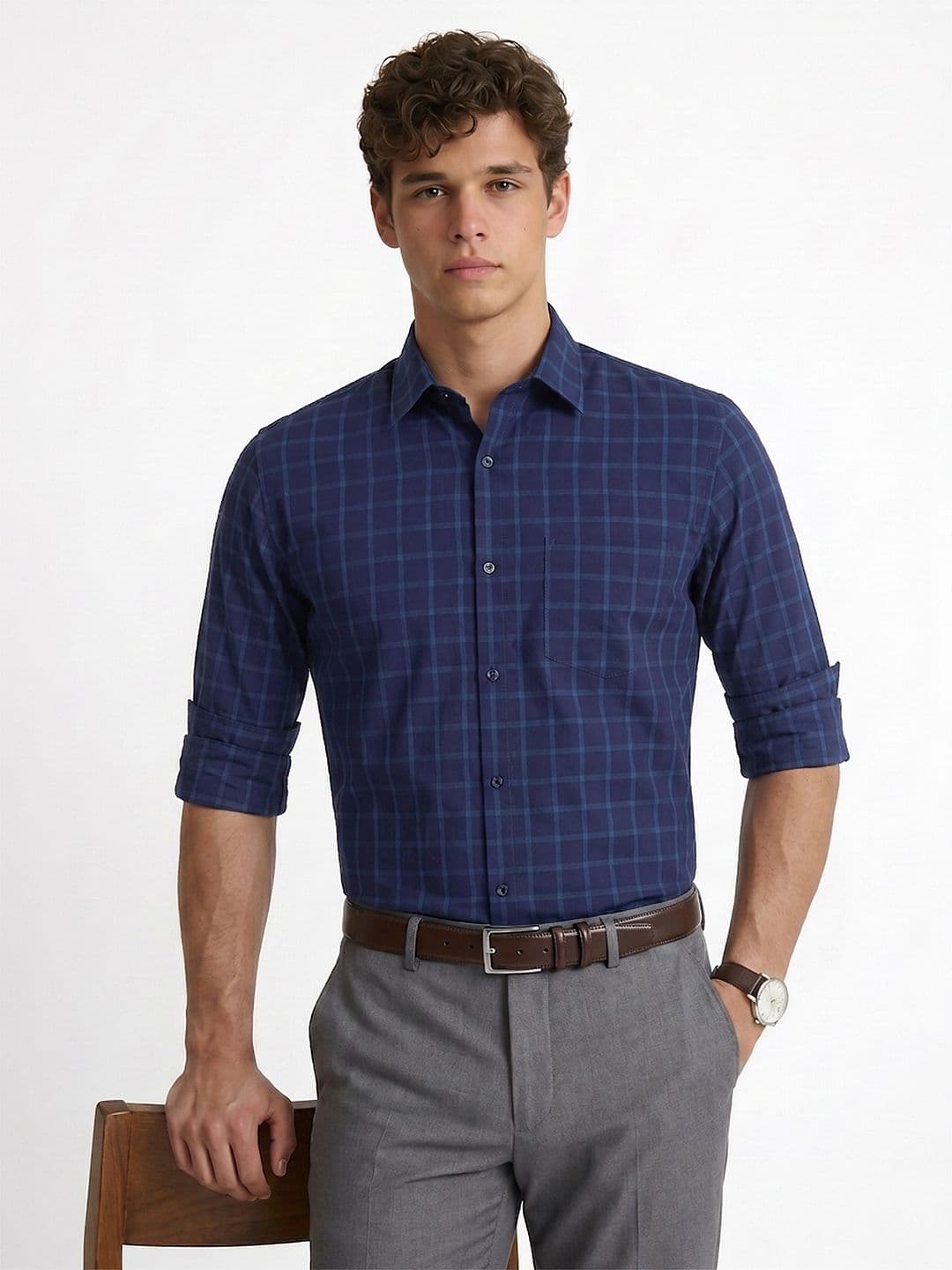 Peter England Slim Fit Checked Formal Shirt - view 1