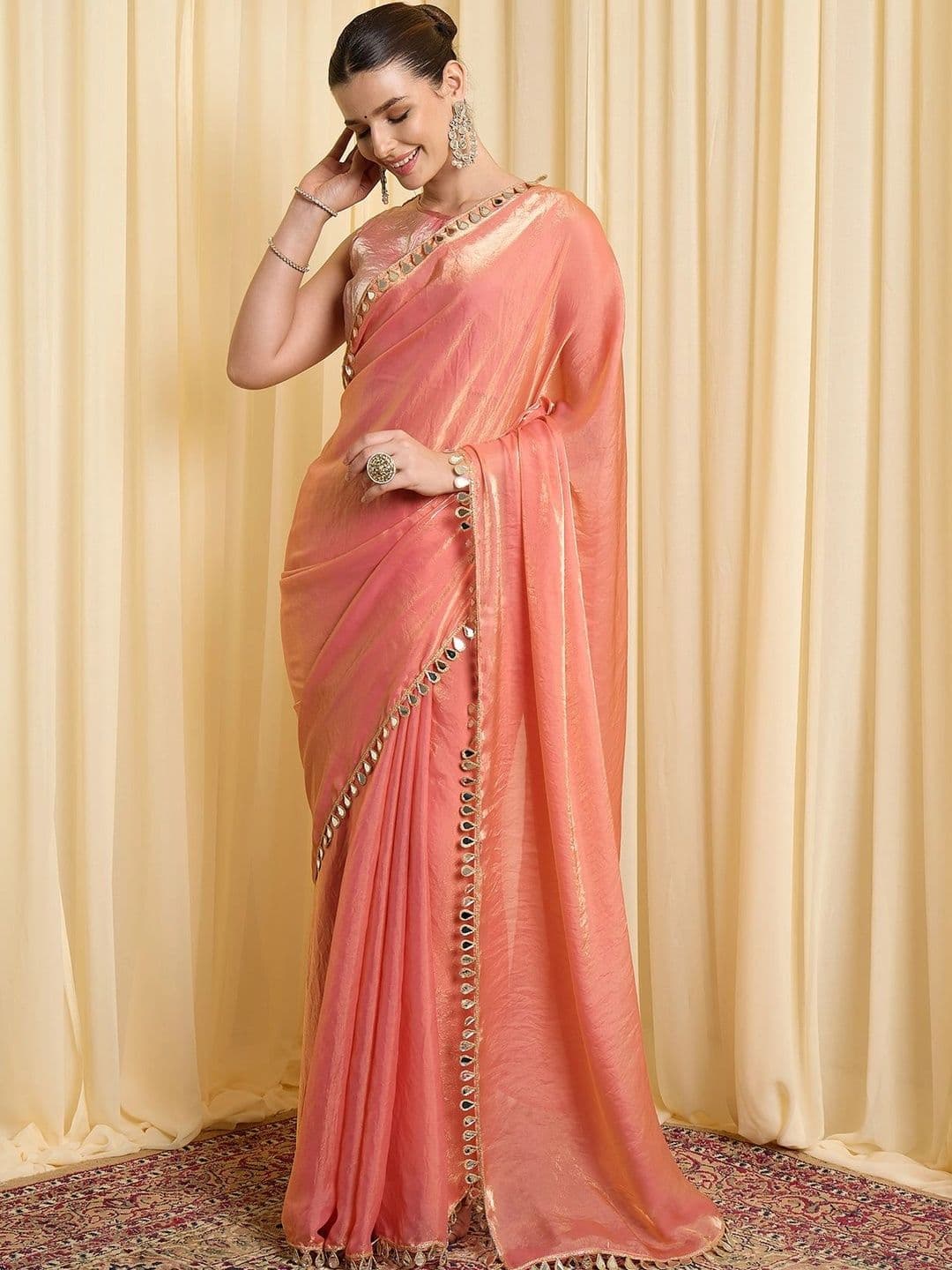 Moda Rapido Floral Embroidered Satin Designer Saree - view 1