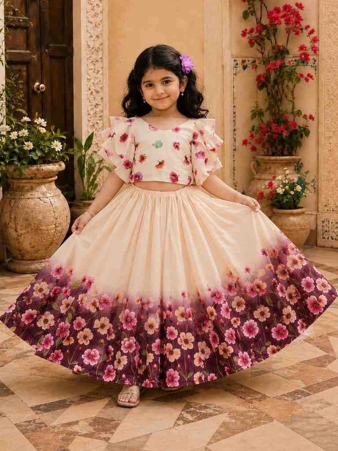 KALINI Girls Printed Ready to Wear Lehenga & - view 1