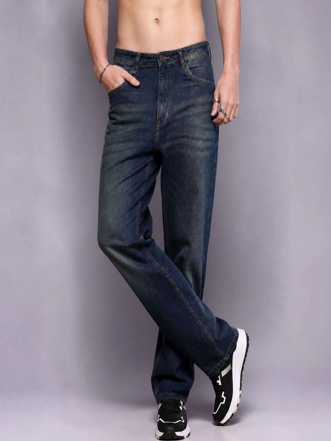 Roadster Men Jean Straight Fit Mid-Rise Low Distress Stretchable Jeans - view 1