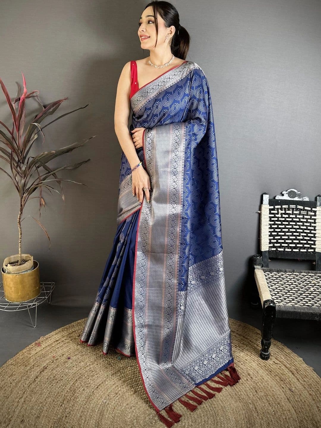 all about you Woven Design Zari Silk Blend Designer Banarasi Saree - view 1