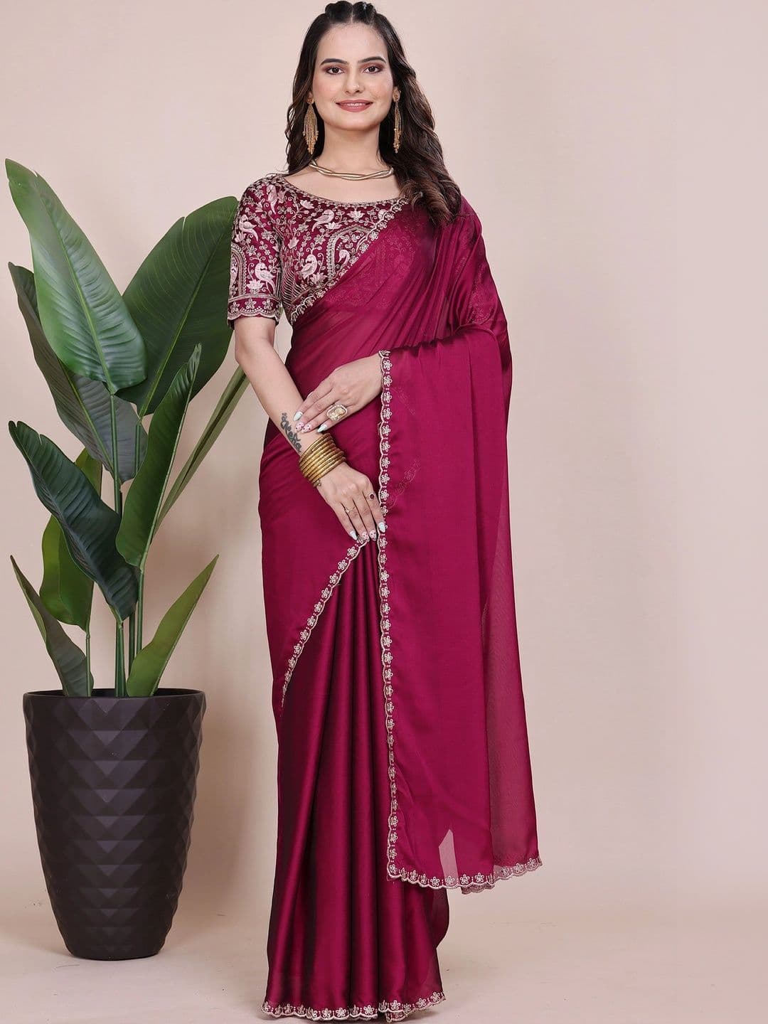 all about you Embroidered Poly Georgette Designer Saree - view 1