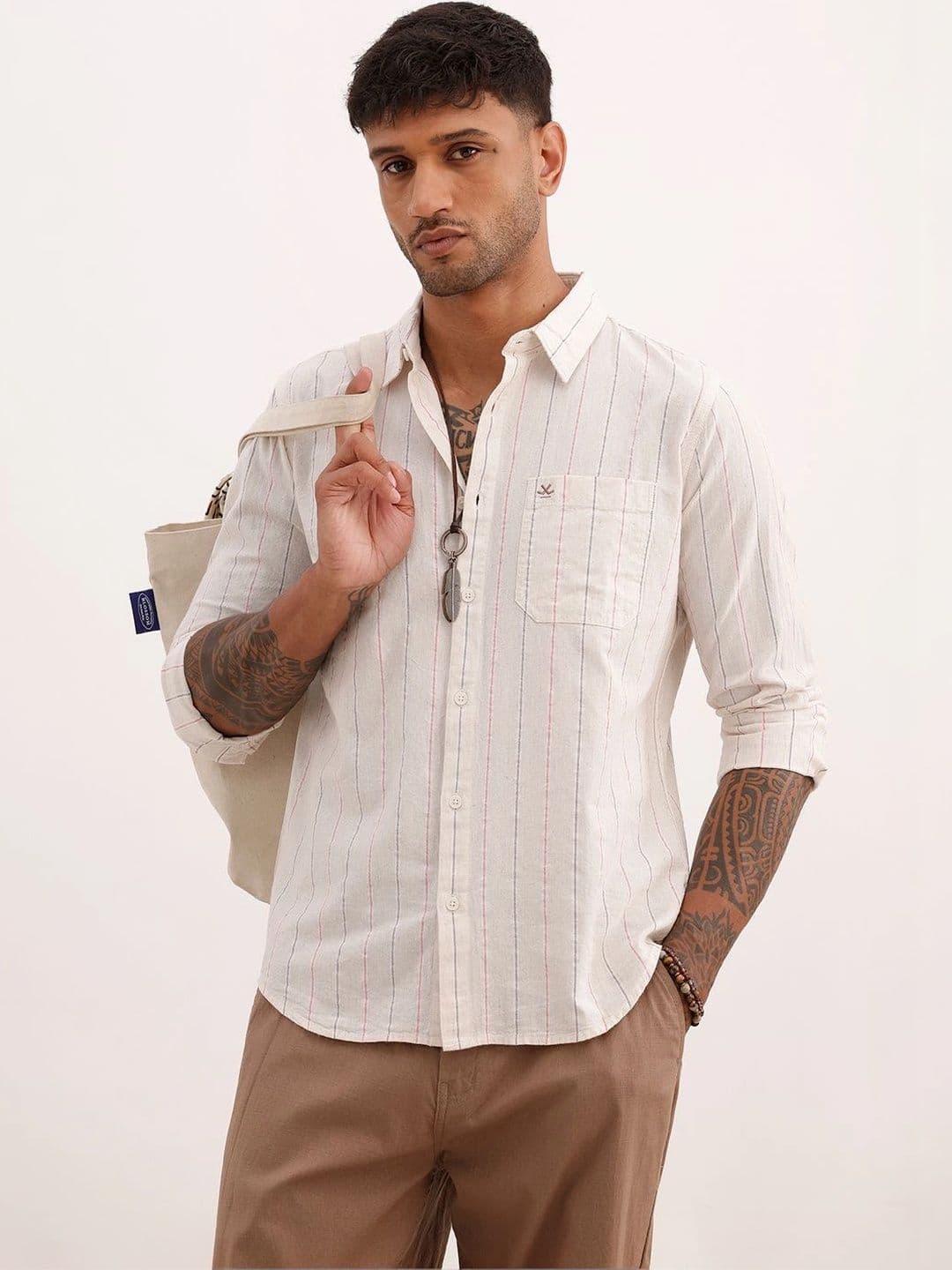 WROGN Men Slim Fit Striped Casual Shirt - view 1
