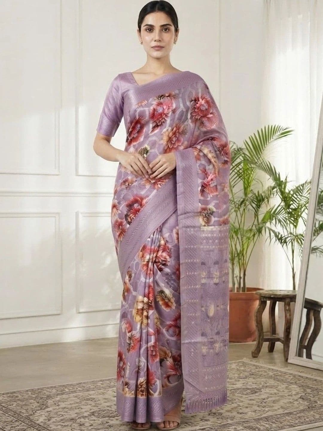 JISHNAM Floral Saree - view 1