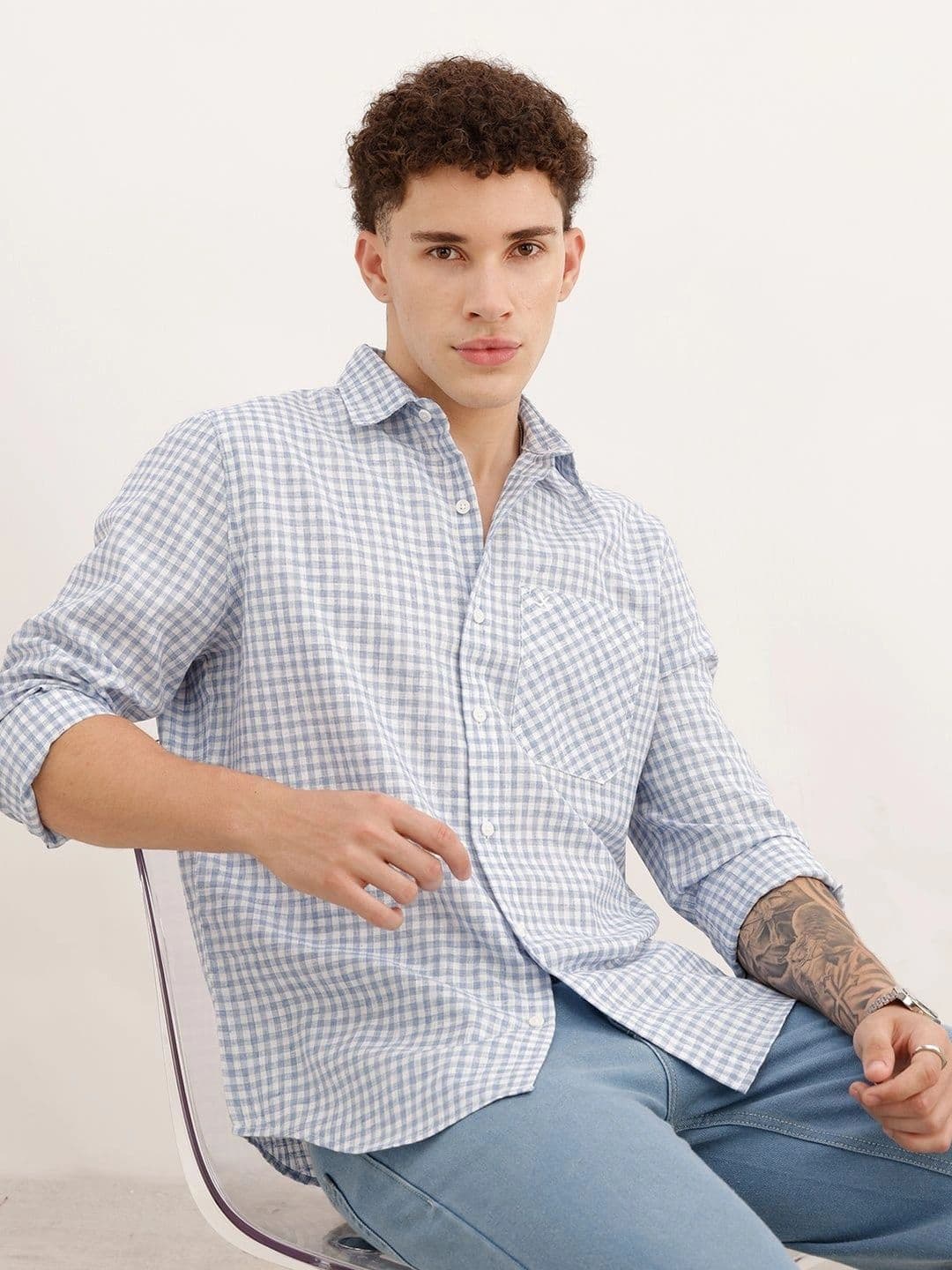 WROGN Men Gingham Checks Checked Casual Shirt - view 1