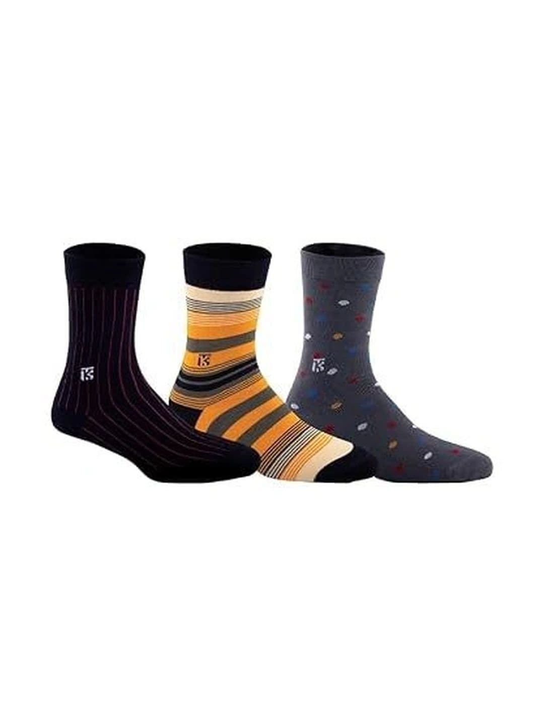 Kikitoes Men Pack of 3 Assorted Patterned Calf Length Socks - view 1