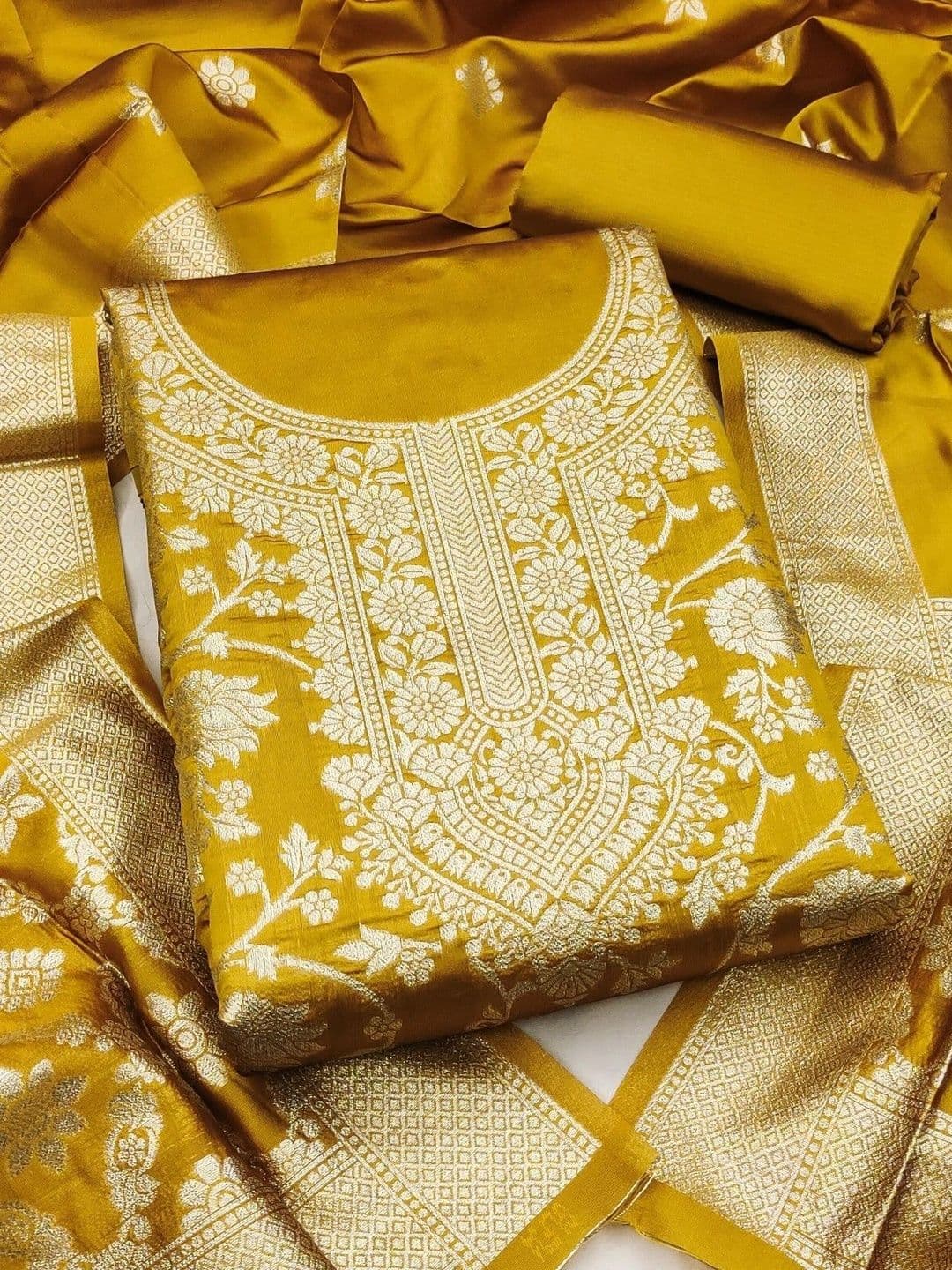 Milvia Art Silk Unstitched Dress Material - view 1