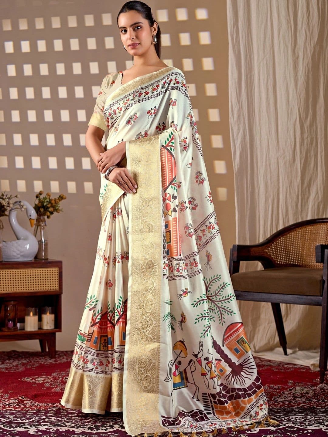 Mitera Warli Zari Silk Blend Designer Saree - view 1