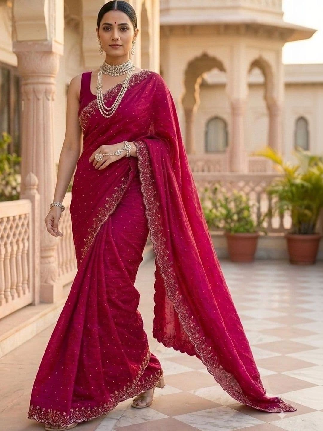 Akshmi Creation Embroidered Satin Saree - view 1