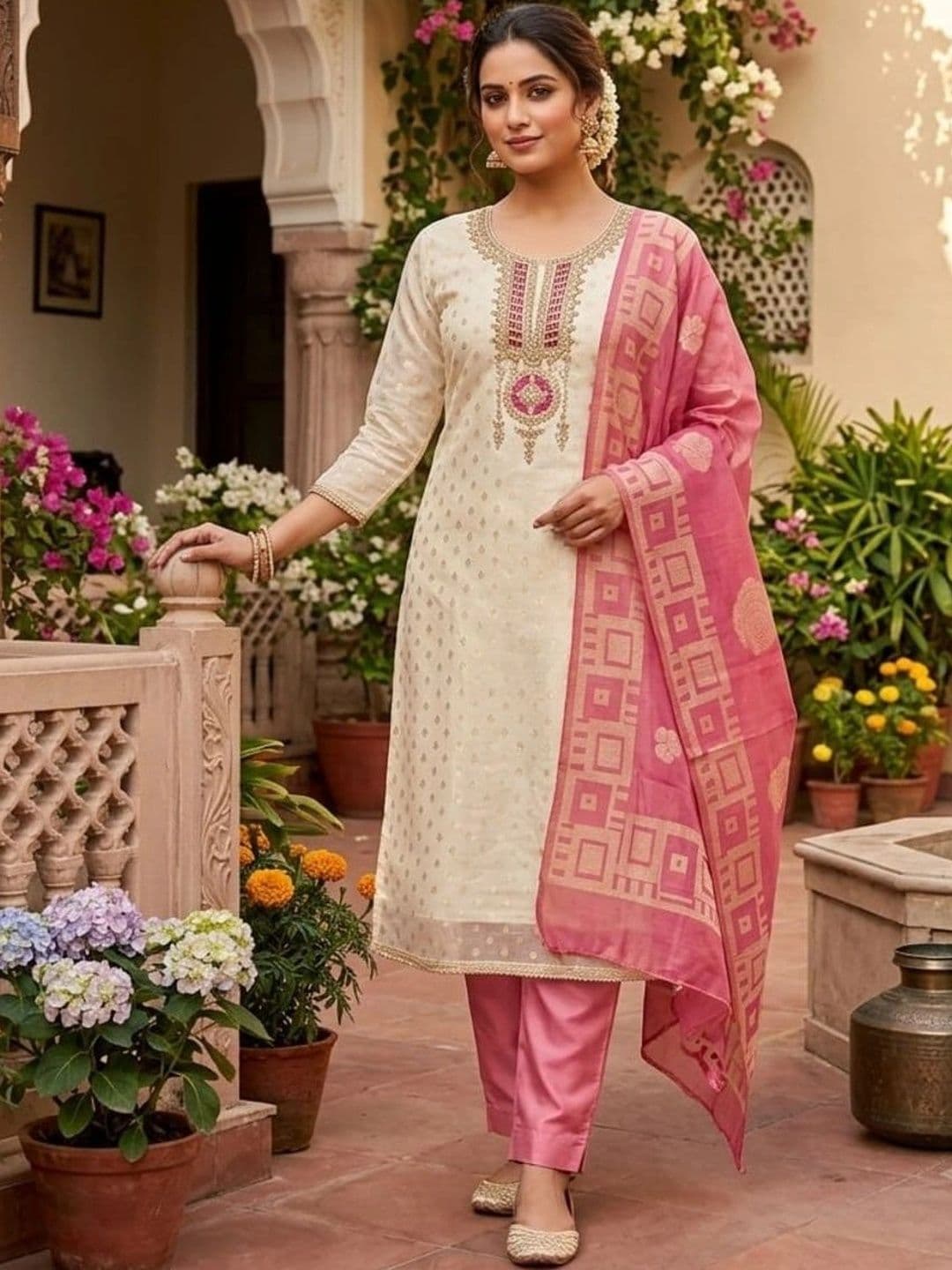 F 13 STUDIO Art Silk Unstitched Dress Material - view 1