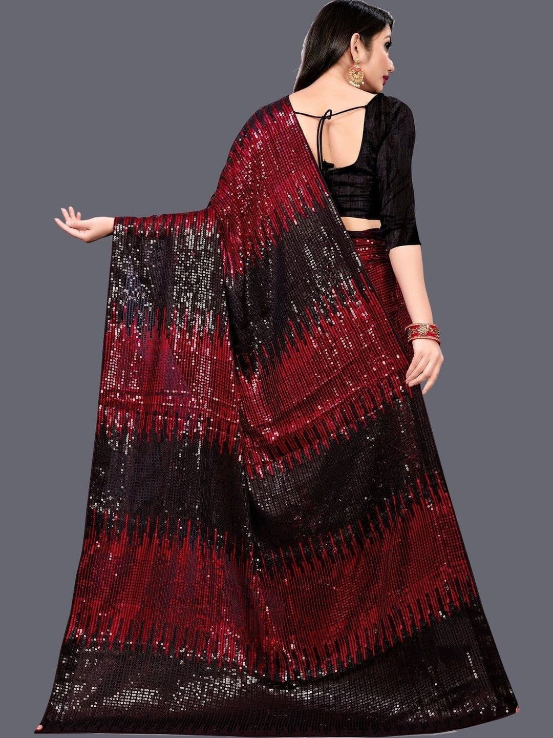 SZN Ombre Sequinned Poly Georgette Designer Saree - view 1