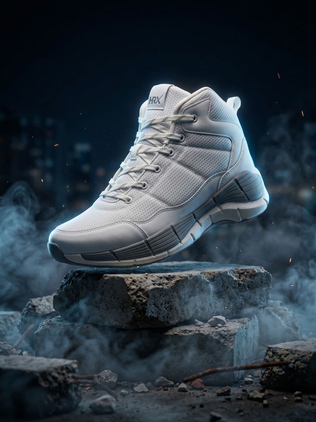 HRX by Hrithik Roshan Men White Mid-Top Lace-Up Basketball Shoes - view 1