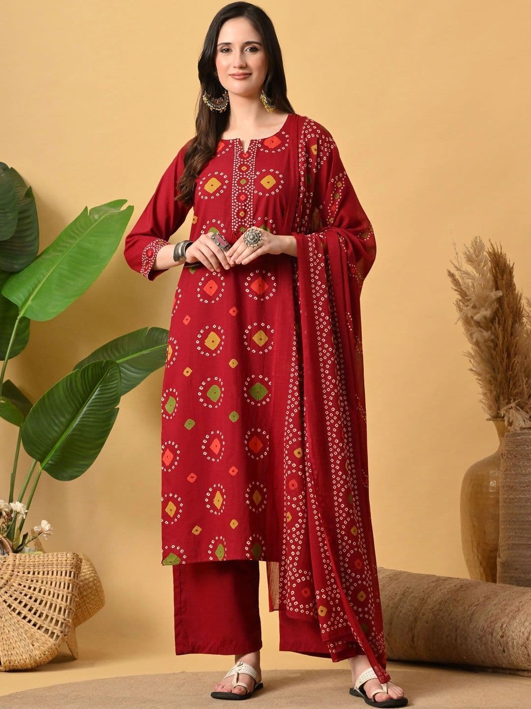 Anouk Women Floral Printed Regular Pure Cotton Kurta with Trousers & With Dupatta - view 1