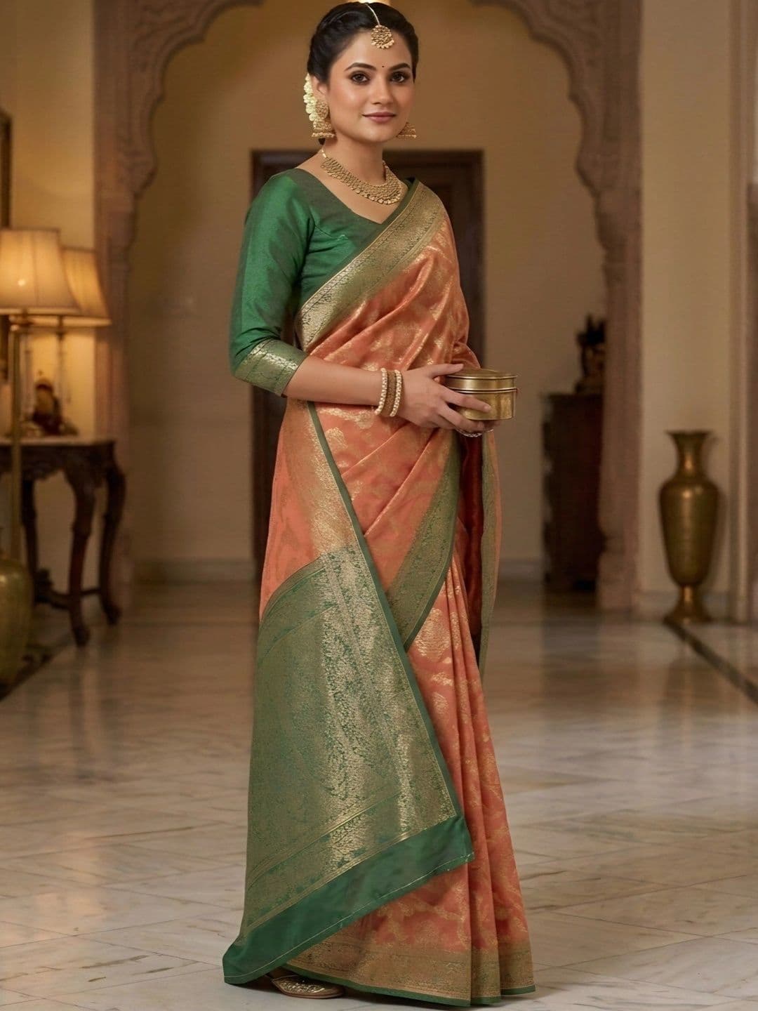 KAILASA Woven Design Zari Art Silk Handloom Kanjeevaram Saree - view 1