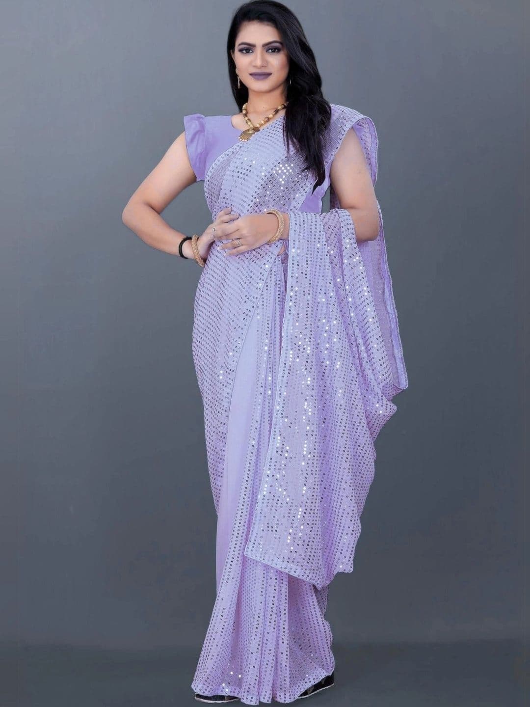 SZN Embellished Sequinned Poly Georgette Designer Saree - view 1