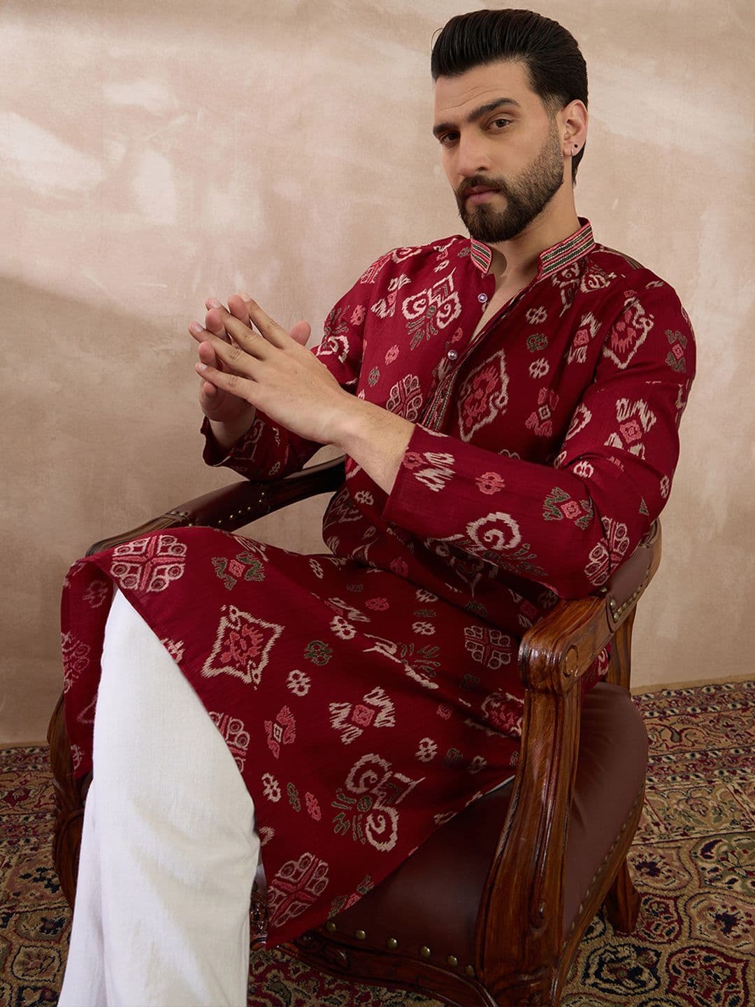 Ethnic Bay Men Floral Printed Summer Sheers Kurta - view 1
