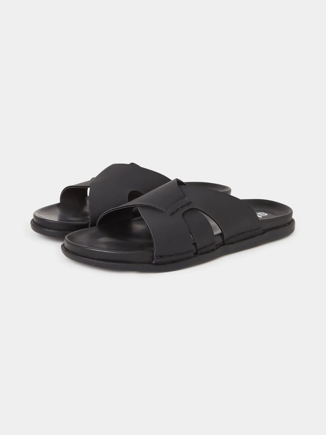 Styli Men Black Open-Toe Slip-On Comfort Sandals - view 1