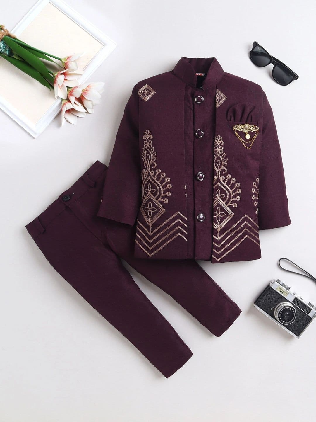 KALINI Miss & Chief Boys Embroidered Mandarin Collar Sherwani - view 1