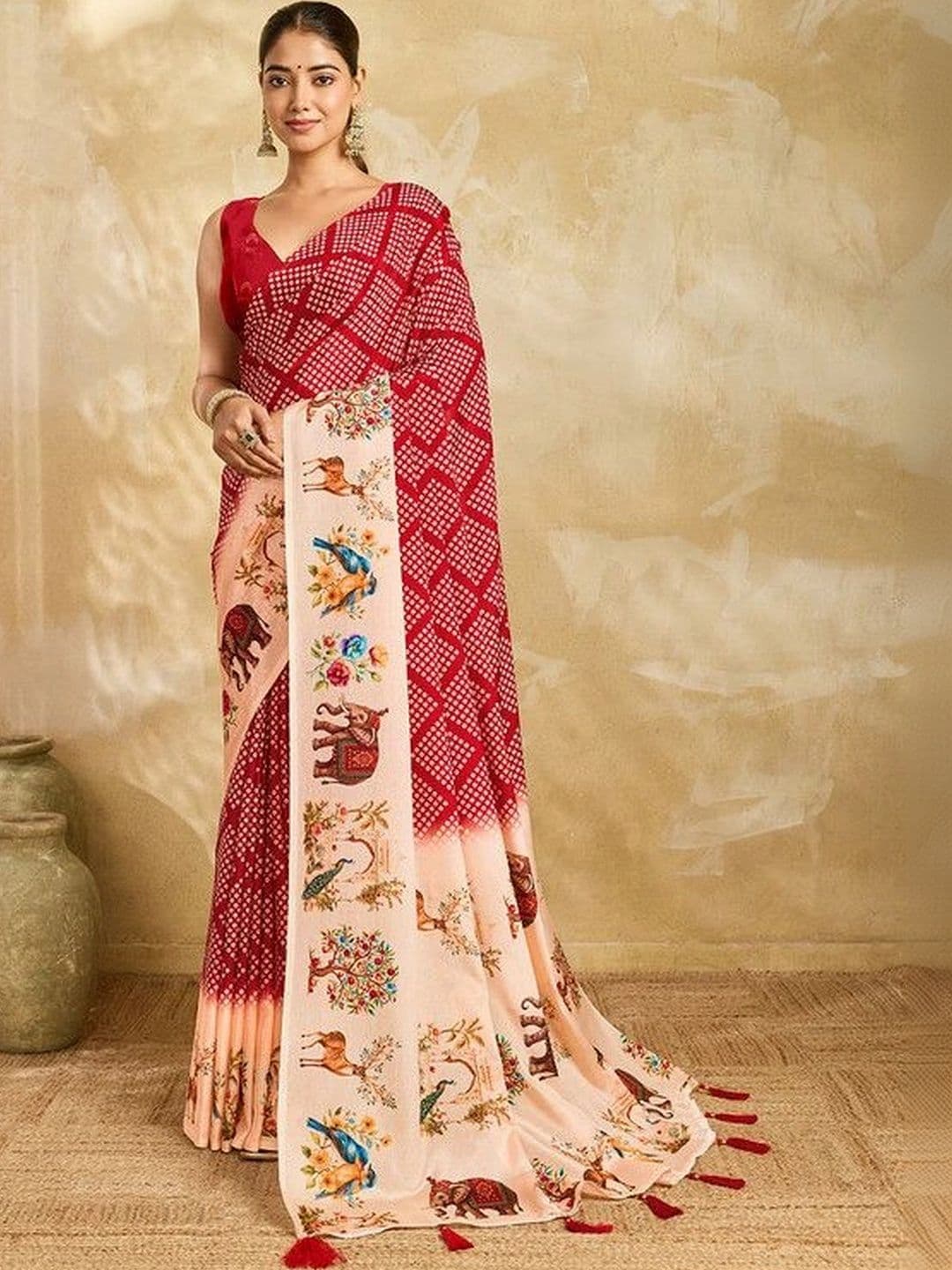 plothah Bandhani Bandhani Saree - view 1