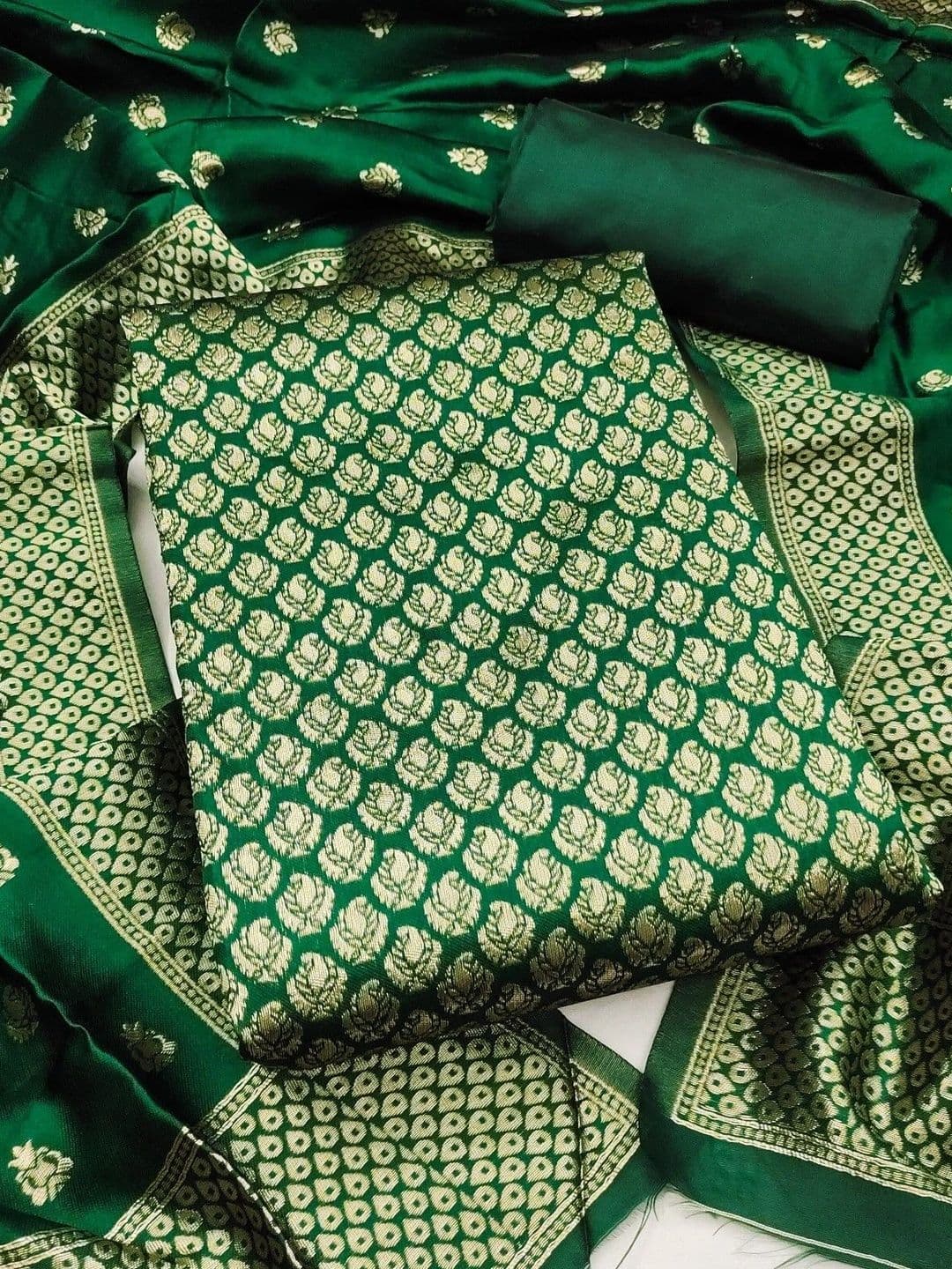 Milvia Art Silk Unstitched Dress Material - view 1