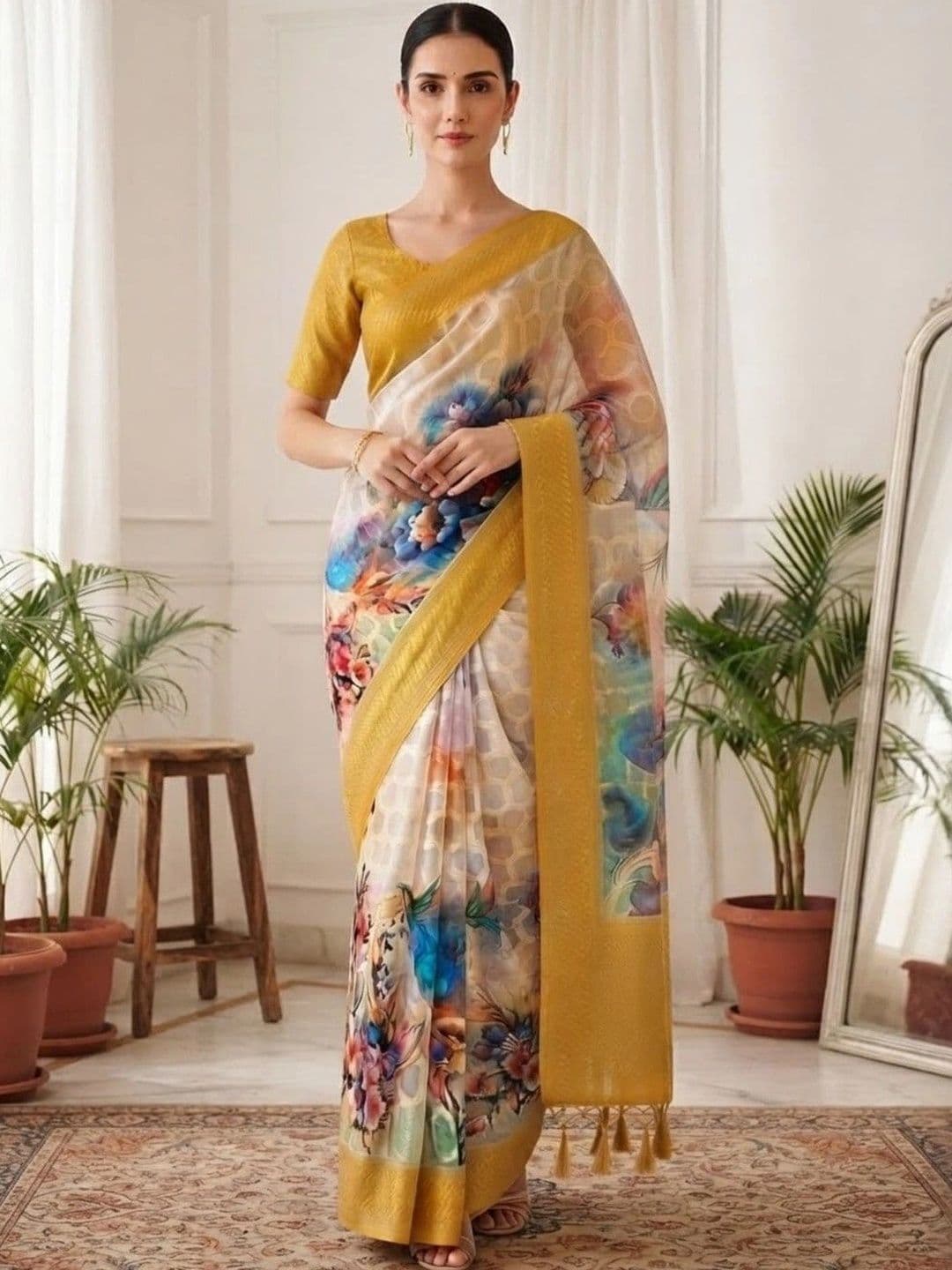 JISHNAM Floral Saree - view 1