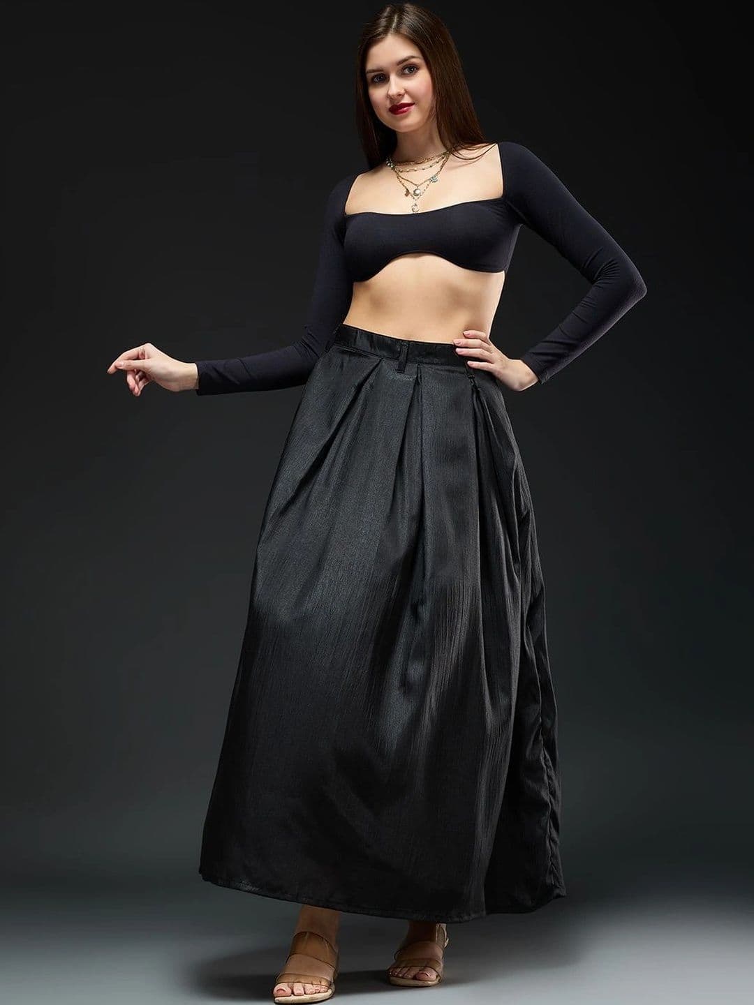 Globus Women Accordion Pleated Maxi Flared Skirt - view 1