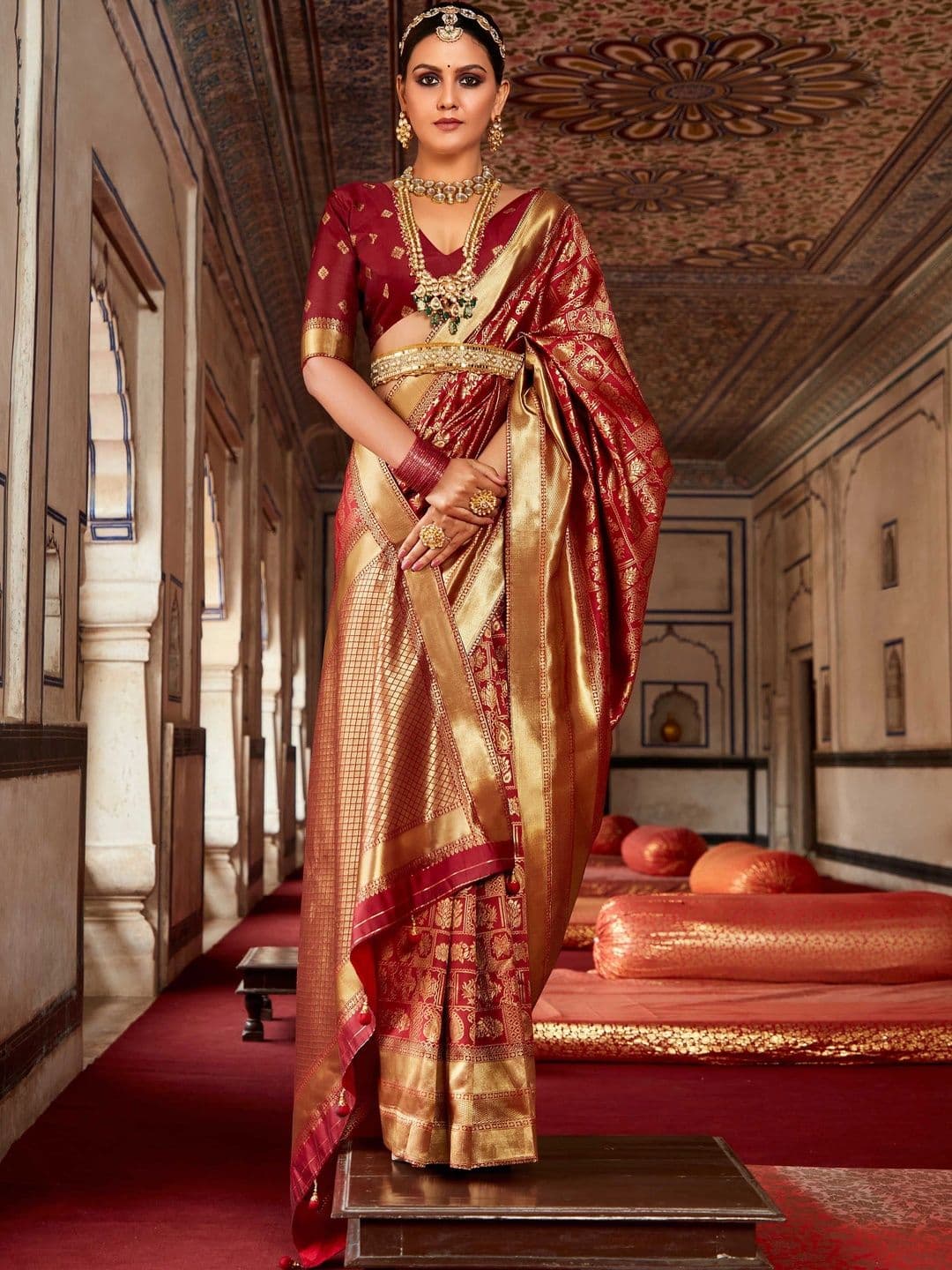 ELINA FASHION & HOME Women Woven Design Zari Jacquard Silk Designer Banarasi Saree - view 1