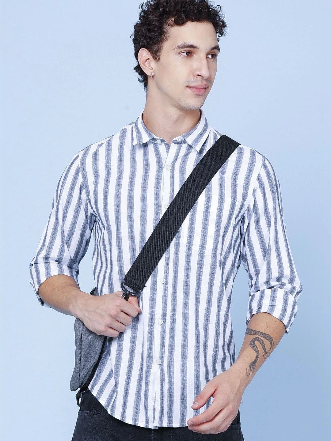 LIMEROAD Men Slim Fit Striped Casual Shirt - view 1