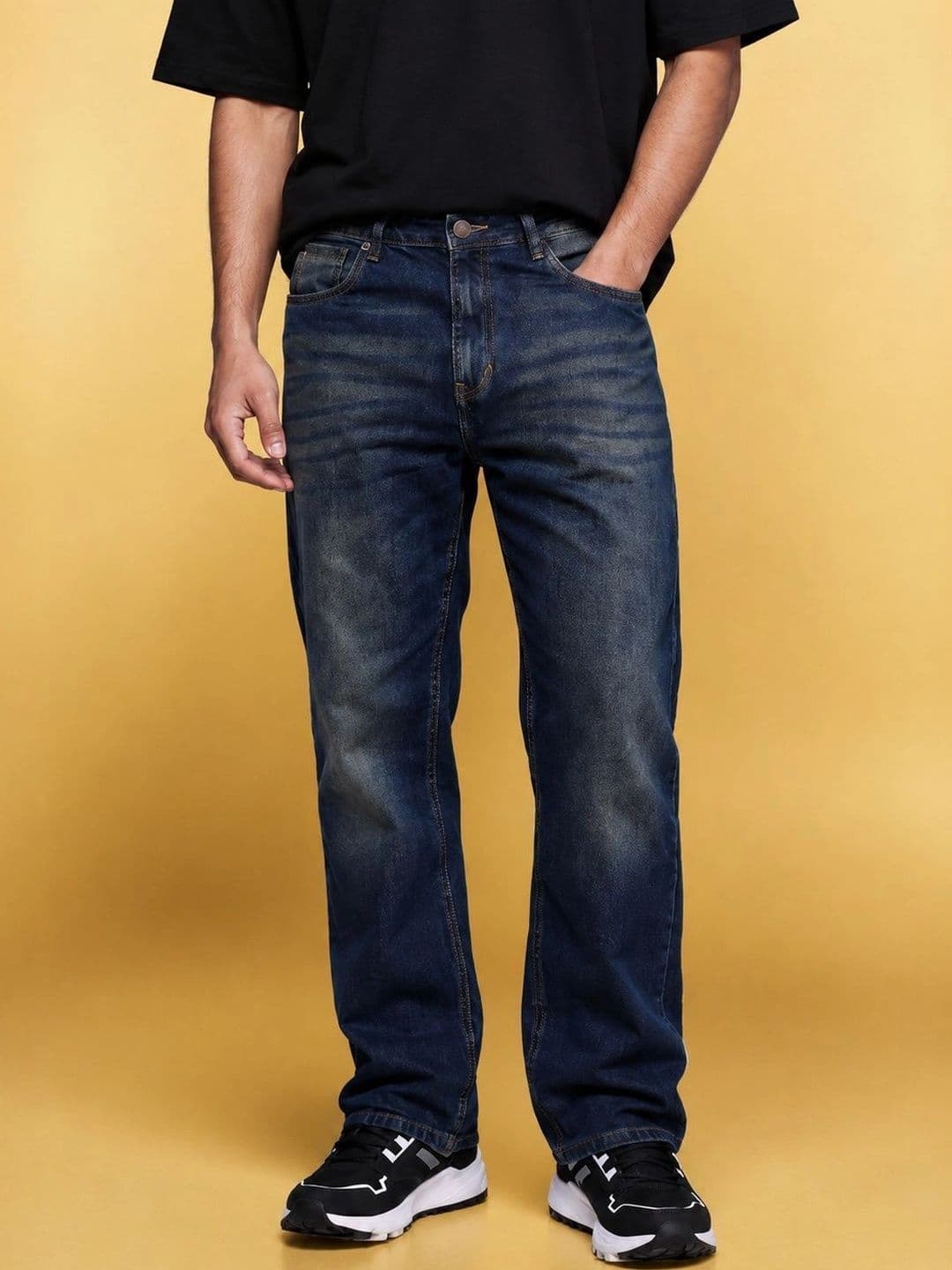 Roadster Men Jean Straight Fit Mid-Rise Low Distress Stretchable Jeans - view 1