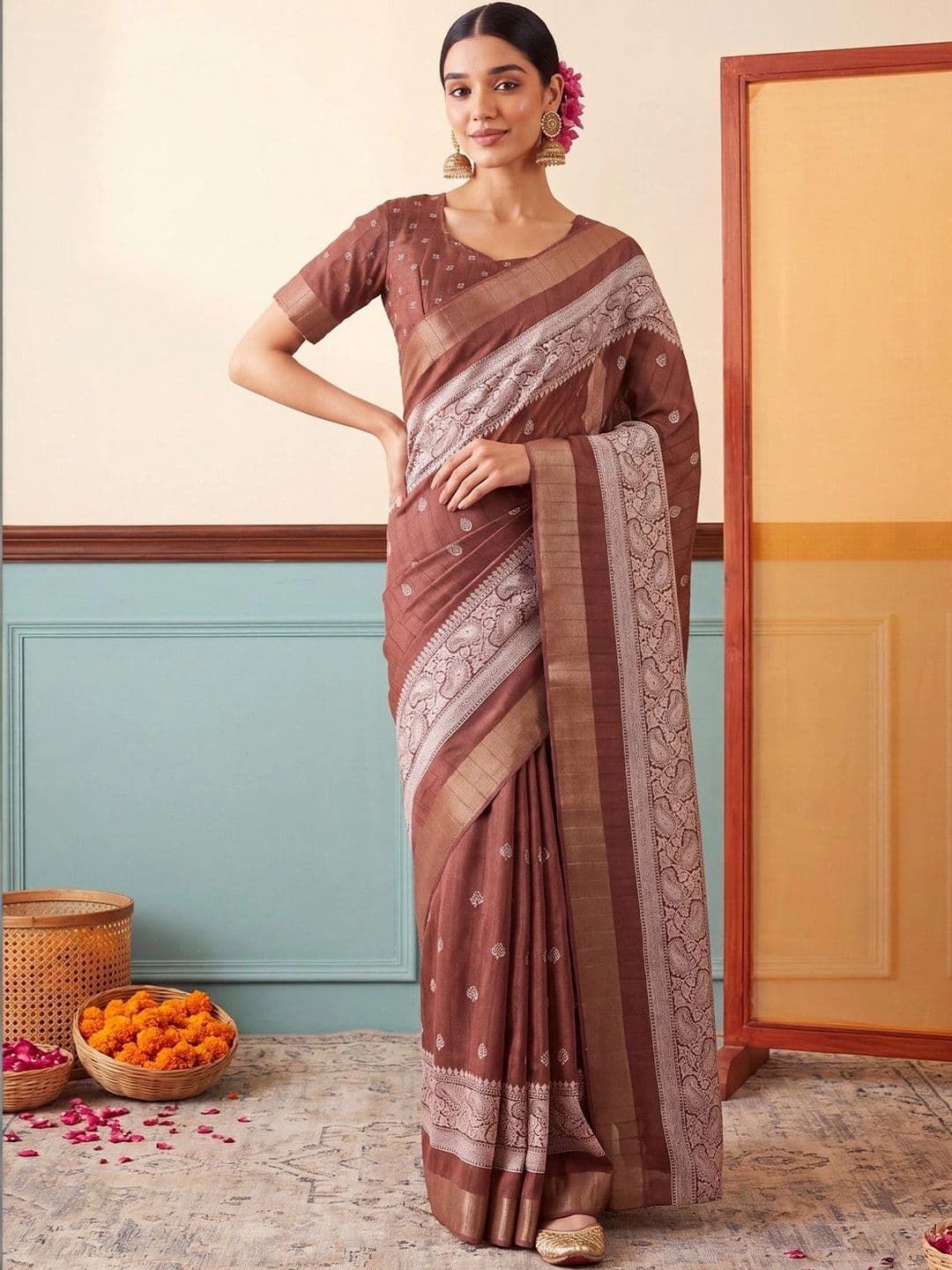 Anouk Woven Design Zari Silk Blend Designer Saree - view 1