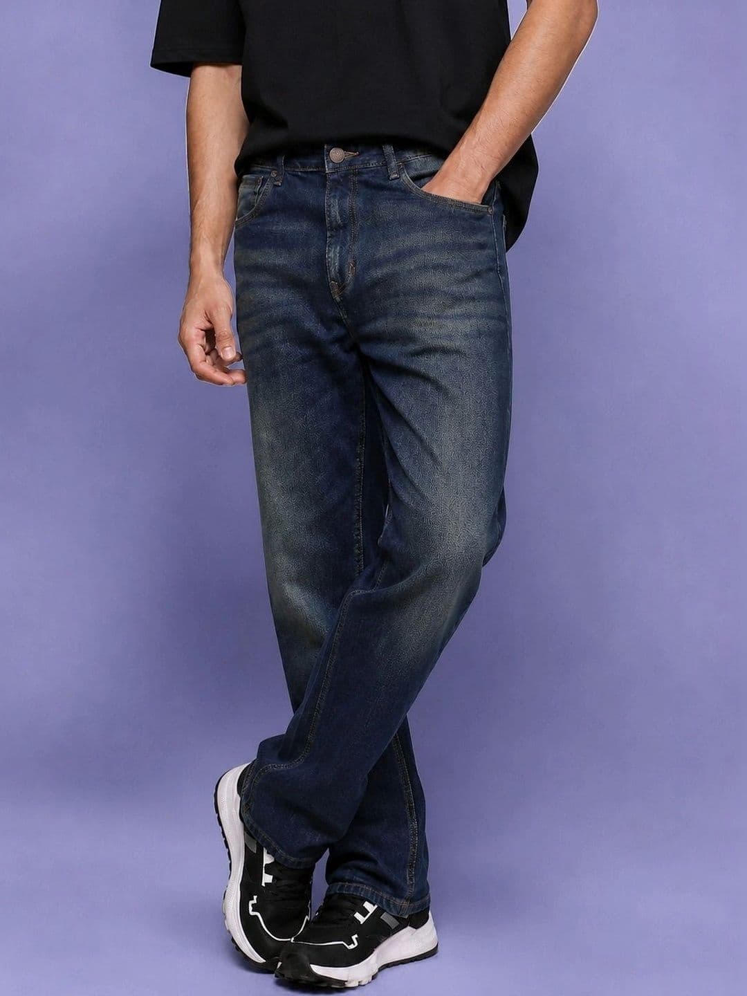 Roadster Men Jean Straight Fit Mid-Rise Low Distress Stretchable Jeans - view 1